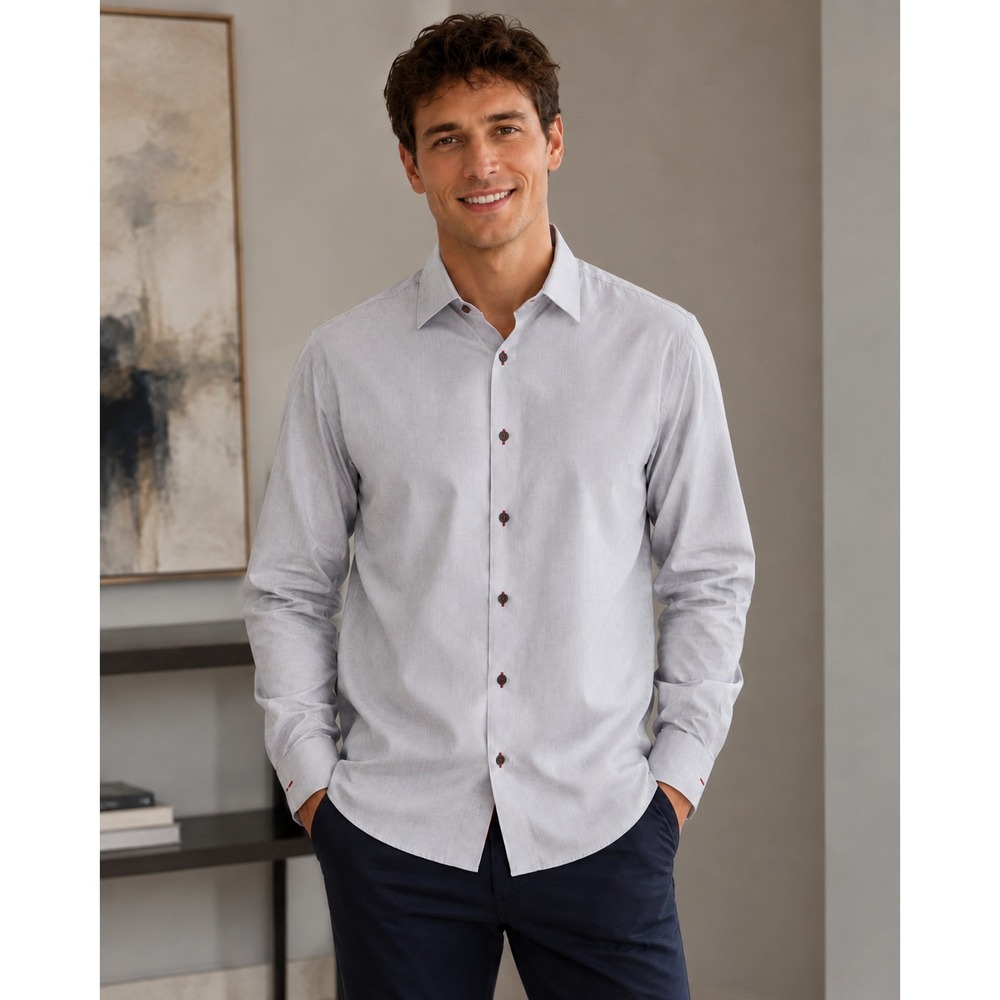 UNTUCKit Mens XXL Grey Wrinkle Free Cotton Button Down Shirt Long Sleeve L/S